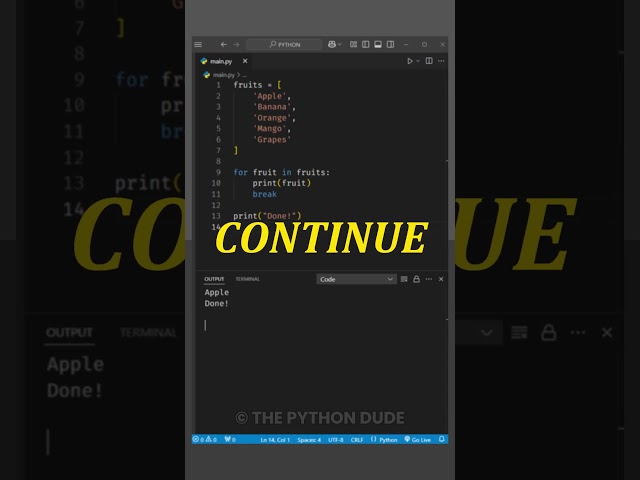 Break and continue keywords mean in Python? #coding #programming