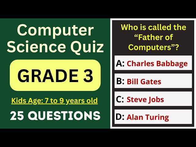 Computer Science Quiz for Grade 3 | 25 MCQs for Ages 7–9 | Olympiad & School Test | Class 3 IT Exam