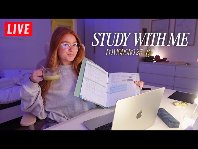 LIVE Study With Me | Pomodoro 25/8 | samen studeren & kletsen 💗📚