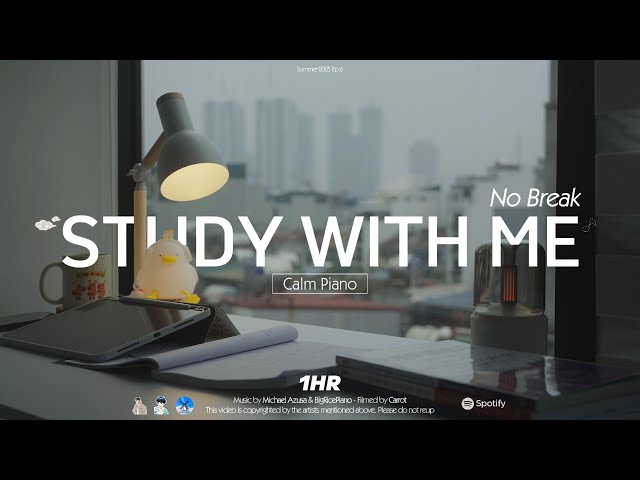 1-HOUR STUDY WITH ME  No Break | Calm Piano 🎹| My cozy new home on a drizzly day! 🏚