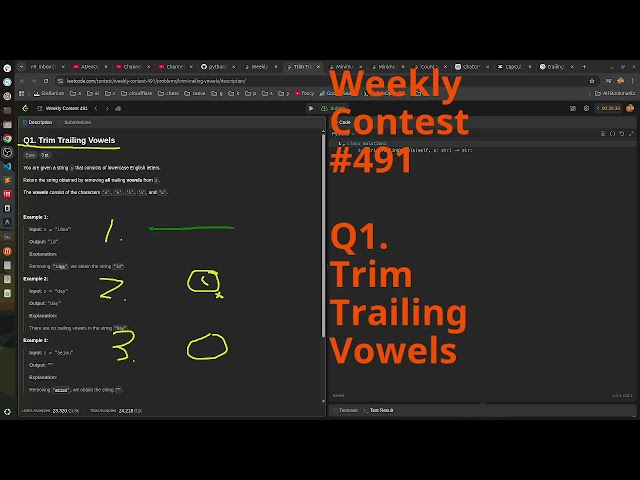 Leetcode Weekly Contest 491 Q1. Trim Trailing Vowels #python #dsa
