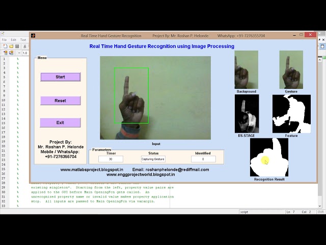 Matlab code for Hand Gesture Recognition using image processing