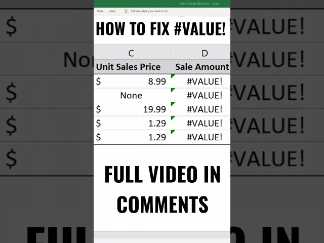 How to Fix VALUE Error in Excel