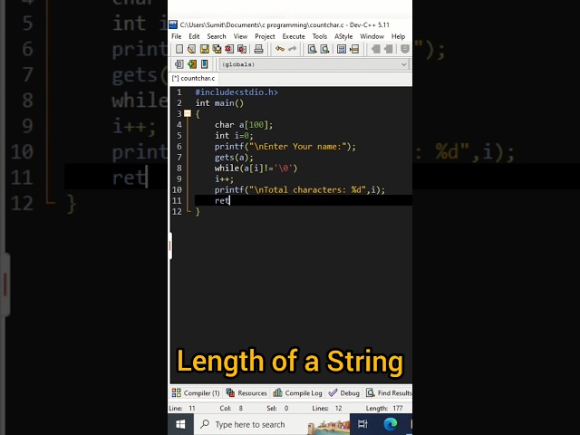 Length of the string program in c | #coding #string