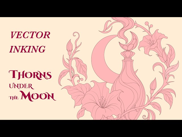 Thorns Under the Moon | Satisfying Vector Inking Process in Adobe Illustrator