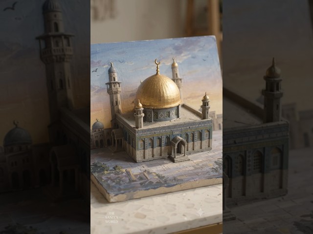 Beautiful 3D Al-Aqsa Mosque Handcraft | Cement Art Tutorial ❤️🕌