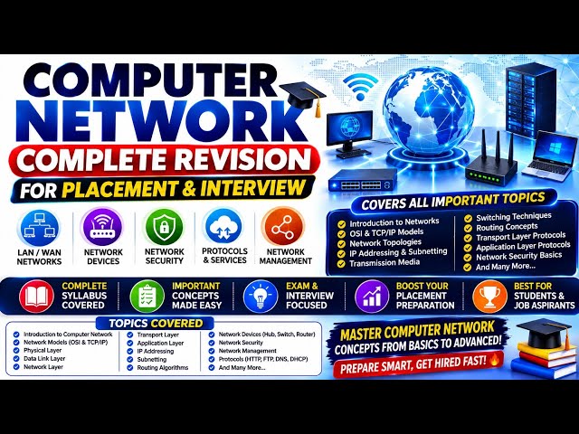 Computer Network Complete Revision | LIVE Class | OSI Model, TCP/IP, IP Addressing, Routing