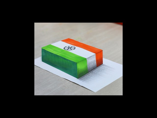 3D Indian Flag drawing #shorts  #india #indianflag #drawing #3d #3dart