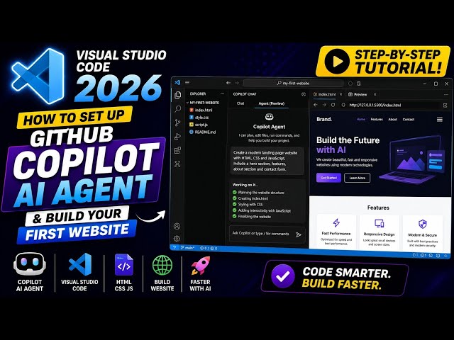 How to Set Up GitHub Copilot AI Agent in VS Code & Build Your First Website