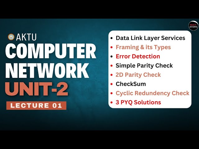 Lecture 2.1 Computer Network Unit-2 | Error Detection methods | CN Aktu Exams | CN Unit-2