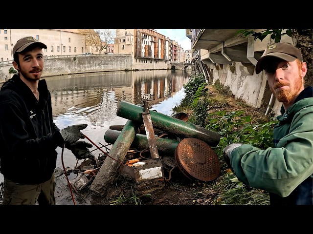 They threw all the street furniture into the water! Magnet fishing