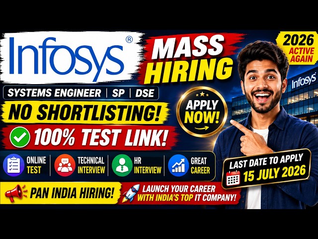 Infosys Mass Hiring 2026 Active Again | Systems Engineer, SP & DSE | Apply Before Last Date