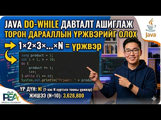 Java: Do While давталтаар тоон дарааллын үржвэрийг олох