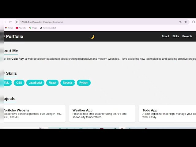 Create Basic portfolio design using #html #css #javascript #coding #basic_portfolio