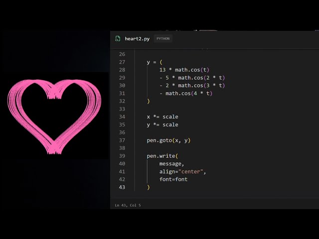 Python ❤️ + Math = “I Love You” | Coding Art 🐍