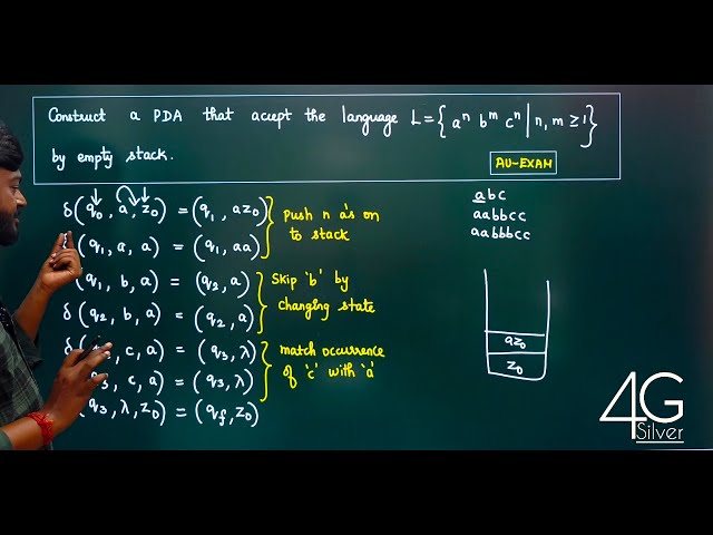 Push down automata PDA problem in Tamil | Theory of Computation in Tamil CS3452 Unit 3
