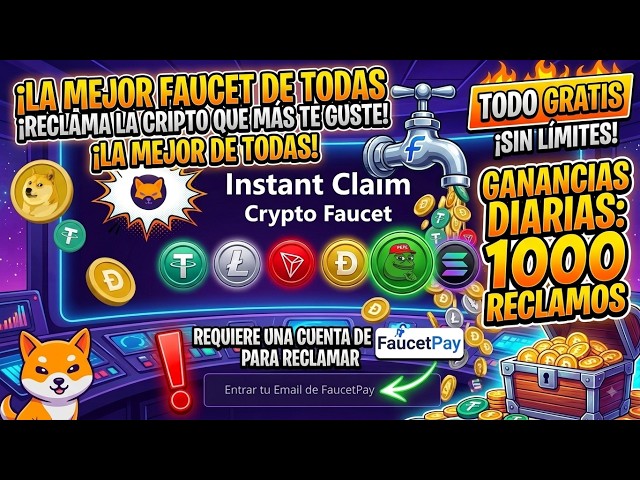 ¡HASTA 1000 RECLAMOS DIARIOS! 🚀 Gana 6 Criptomonedas Gratis a FaucetPay ShibPay Faucet Tutorial 2026
