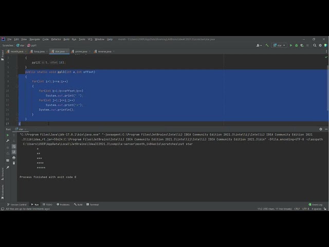 Star pattern in java