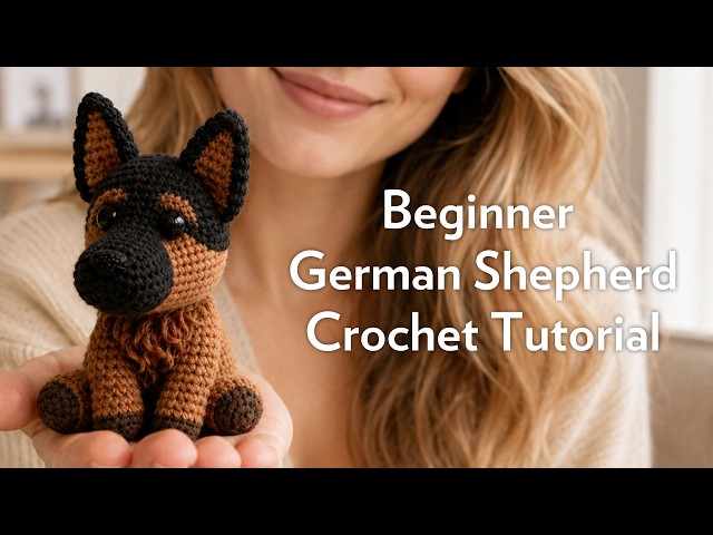Crochet Cute German Shepherd Dog Beginner Tutorial | Cute Simple Animal Crochet Tutorial 🐕‍🦺