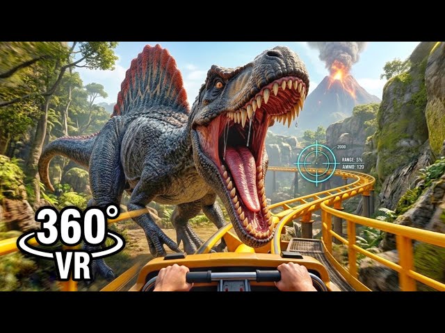 360° VR T-REX | POV Roller Coaster Shooter