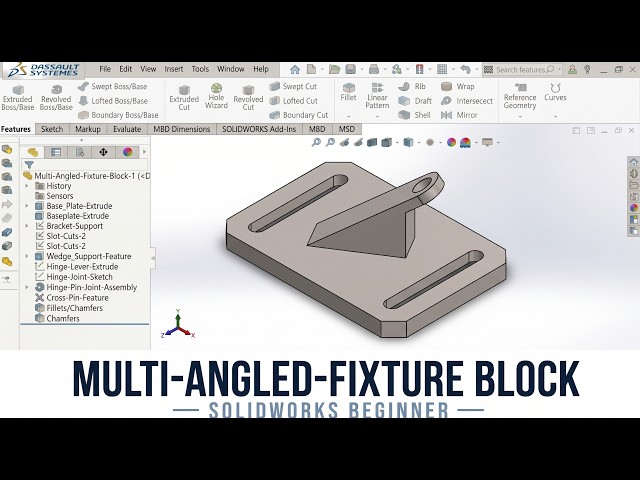 SOLIDWORKS  Tutorials For Beginners  | Create a Multi-Angled Fixture Block Step by Step (7 MIN)