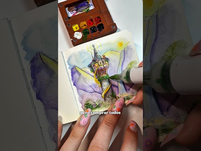 I PAINTED a ✨Disney✨ PRINCESS with MINIATURE WATERCOLORS🎨🤏🏻 #disney #drawing