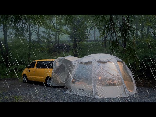 ☔️폭우 속 나홀로 우중 캠핑 • 마음이 편안해지는 빗소리 ASMR 1시간 연속 재생 (중간 광고X)
