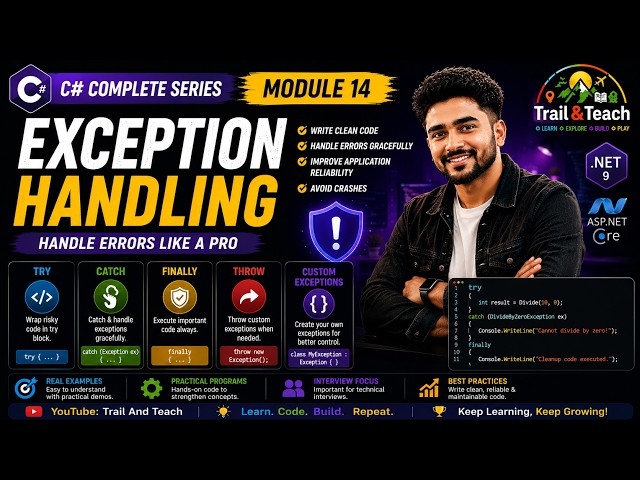 Exception Handling in C# Explained in Marathi | try, catch, finally, throw & Custom Exception