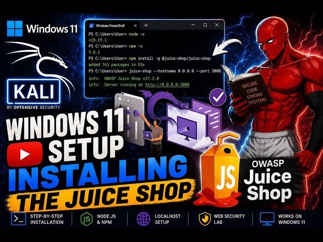 Kali Linux Setup: Install OWASP Juice Shop on Windows 11| Step-by-Step (2026 Guide) Tutorial (2026)