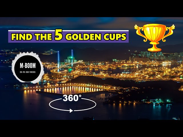 🔃Videos VR 360 3D🏆Find the 5 Golden Cups 🎶 [Free Music Enterteiment]🎶
