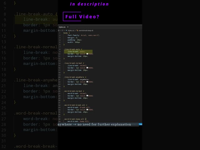 💻 CSS 11a - line break property 💻 #css #css3 #csscourse #html #html5 #omg