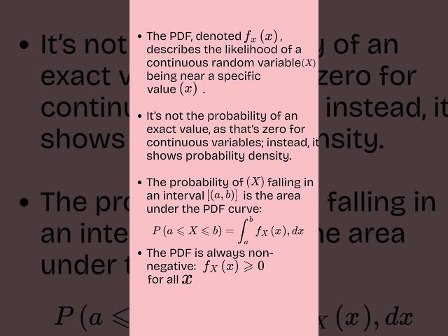 What is Probability Density Function PDF? Explained by 8 Quick Points #statisticalinference #maths