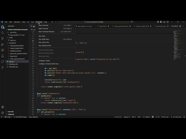 Secure Password Manager – Mini Project Demo # internship