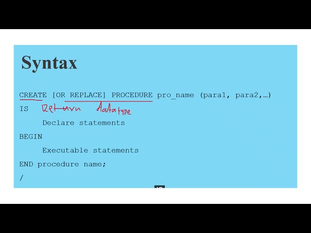 Procedures in pl sql
