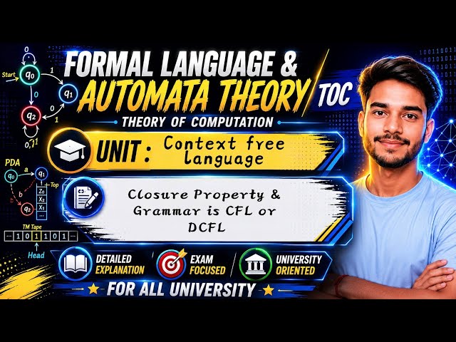 3.8 Closure Property of DCFL | Closure Property of CFL | Checking Grammar is CFL or DCFL | FLAT 
