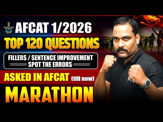 AFCAT 1 2026 English Marathon | Fillers, Errors & Sentence Improvement |Top 120 Most Asked Questions