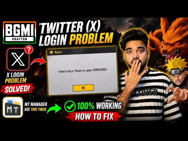 BGMI New Update 4.5 Twitter (X) Login Error 9999,9999 FIX 🔥 How to login BGMI with Twitter 😭