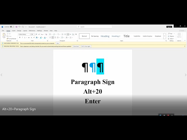 The Magic of Word | Type Alt+20 to get the paragraph sign.