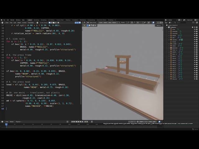 Building a Tiny Mochi Factory With Python (Blender 5.1, Start to Finish)