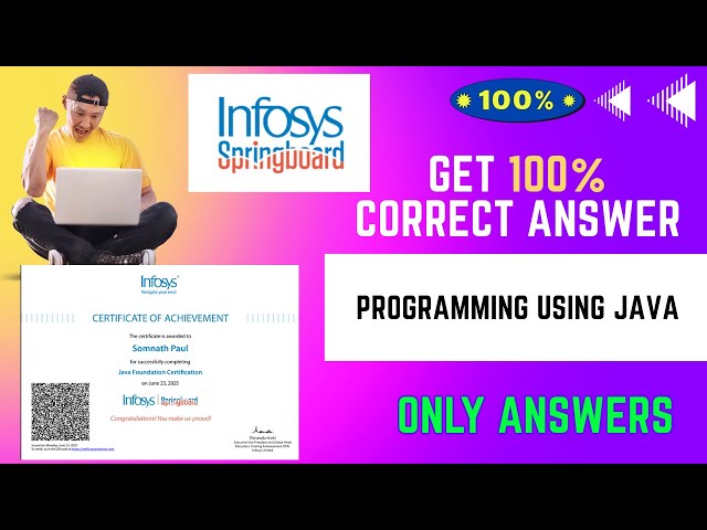 Programming Using JAVA | Infosys springboard Assessment Answer #infosys #answer #certification