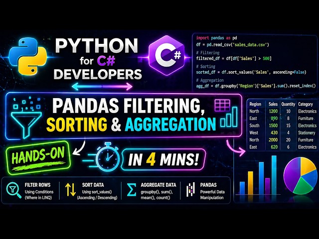 Hands-On Python Pandas Filtering, Sorting & Aggregation in 4 Mins!