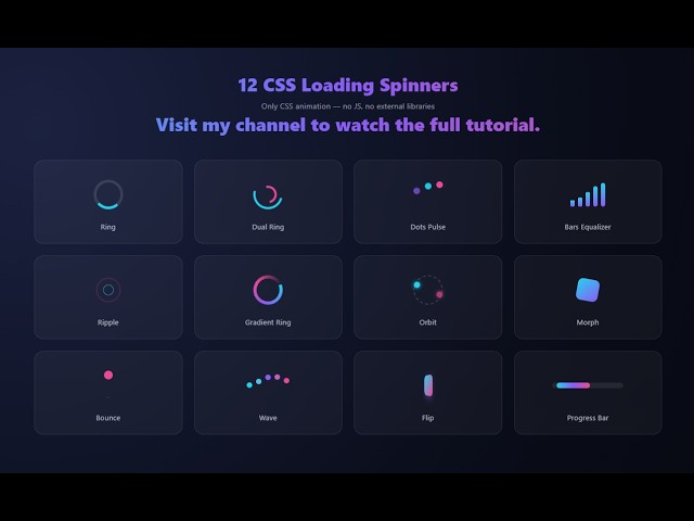 How To Make Full 12 CSS Loading Spinners | HTML CSS Tutorial #css #animation #html #htmll5