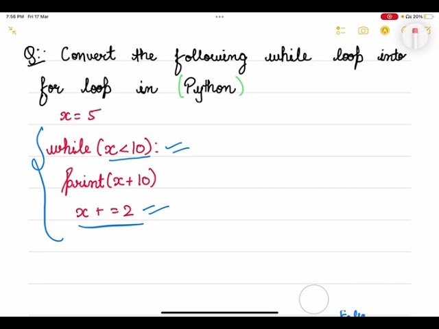Convert the while loop into for loop in Python.