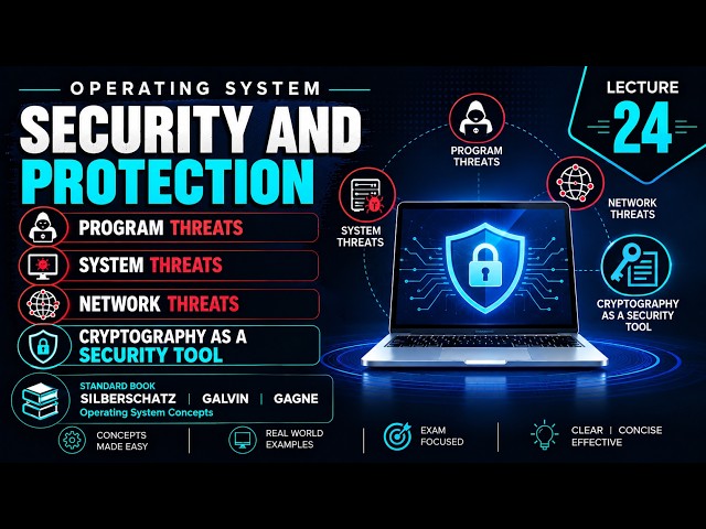 Chapter 15 : Security & Protection | Program Threats, System Threats, Network Threats & Cryptography