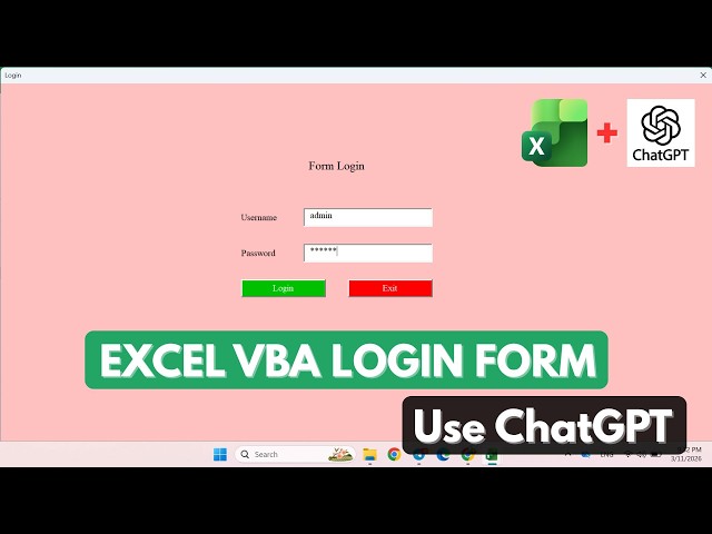 How to Create Login Form in Excel VBA using ChatGPT