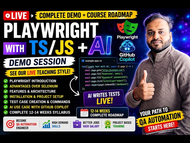 🚀 Playwright with TypeScript/JavaScript + AI Demo | Complete Course Roadmap & Live Automation 🔥