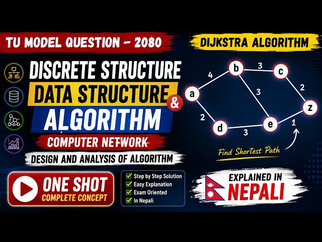 Bsc. CSIT, BCA and BIT TU Question:2080, Dijkstra Algorithm Explained in नेपाली  One Shot.