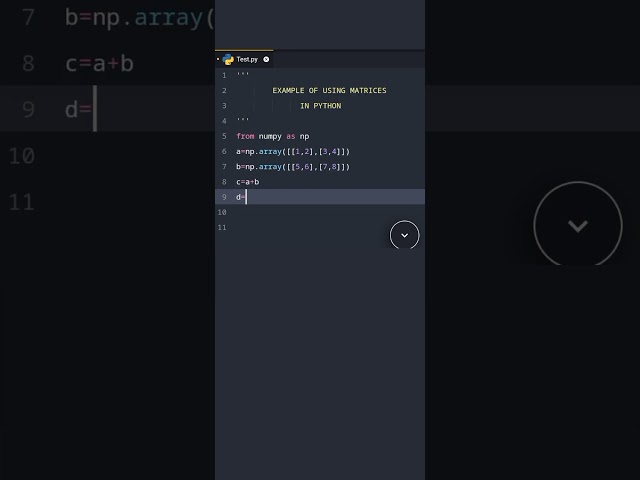 example of using matrice in python