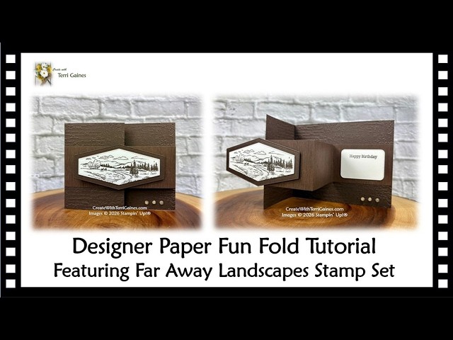 Designer Paper Fun Fold Tutorial featuring Far Away Landscapes Stamp Set - FREE PDF Project Sheet