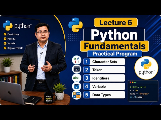 Python Tutorial in Hindi | Character Set, Tokens, and Variables Programs | Lec 6